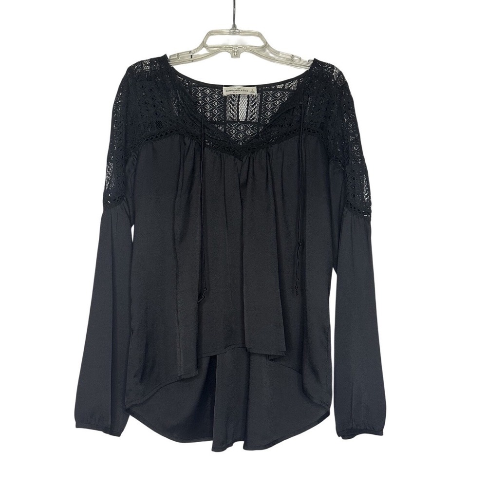 Boho Abercrombie‎ & Fitch Women's Peasant Top With Crochet Lace Size Small